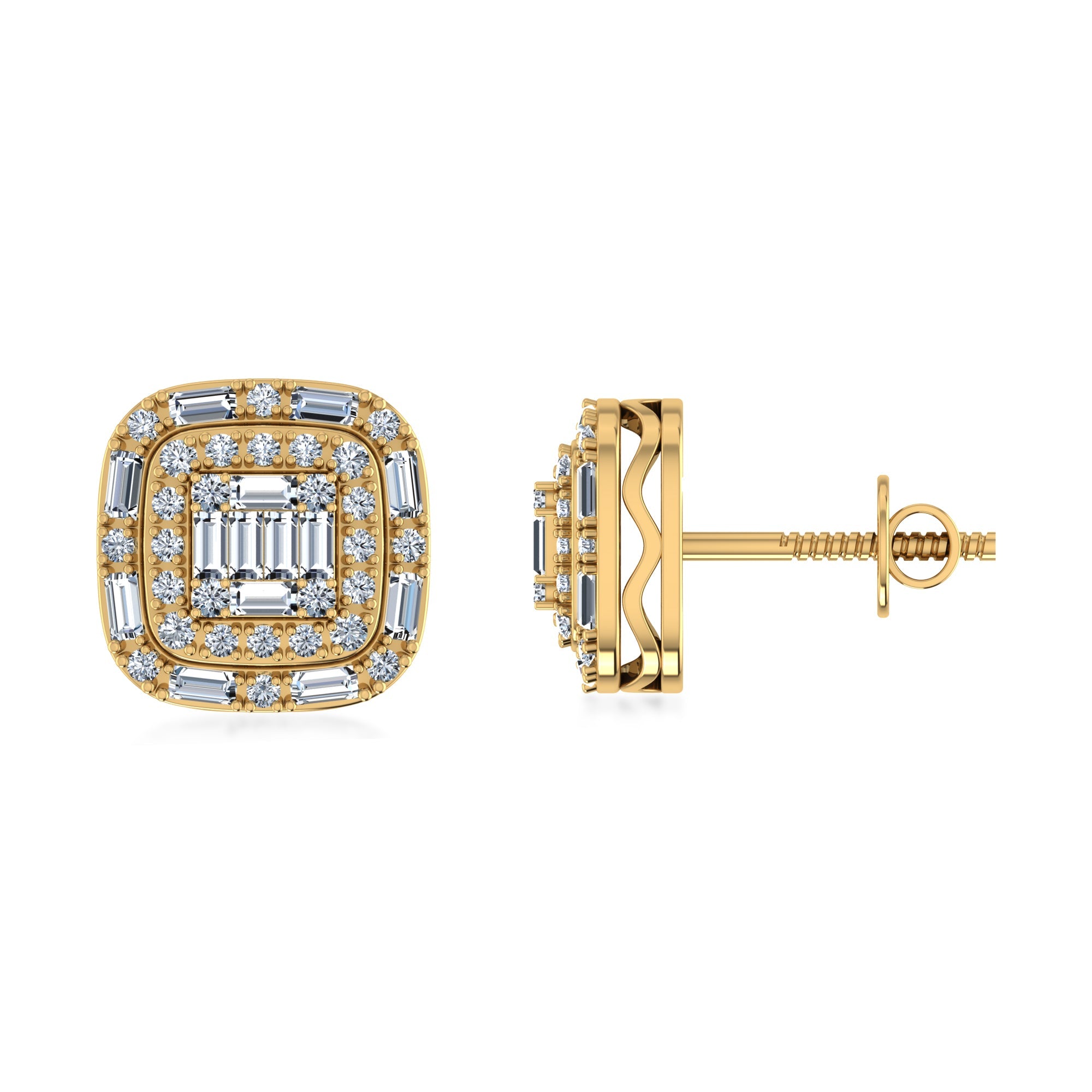 Elite Lab Grown Diamond Baguette Halo Stud Earrings