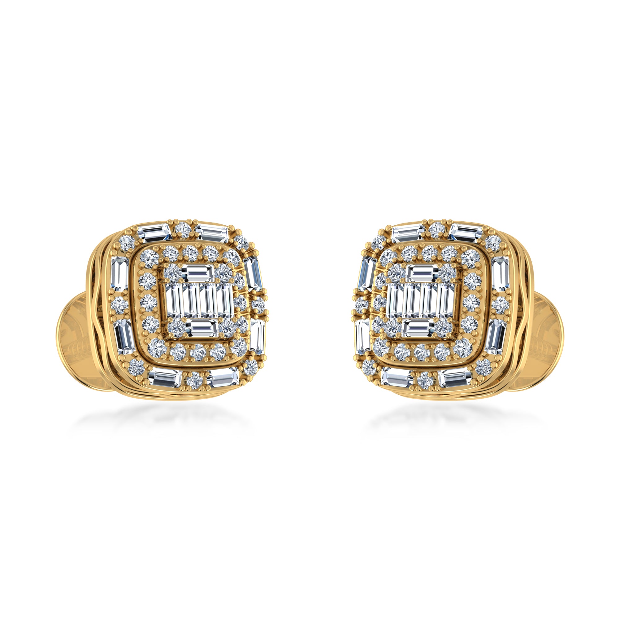 Elite Lab Grown Diamond Baguette Halo Stud Earrings