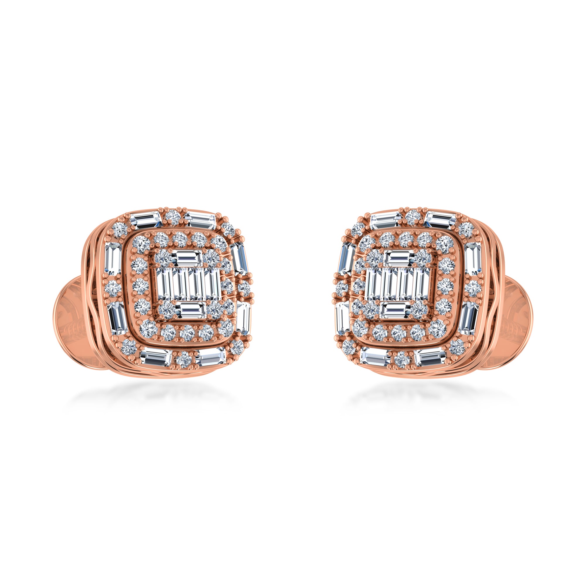 Elite Lab Grown Diamond Baguette Halo Stud Earrings