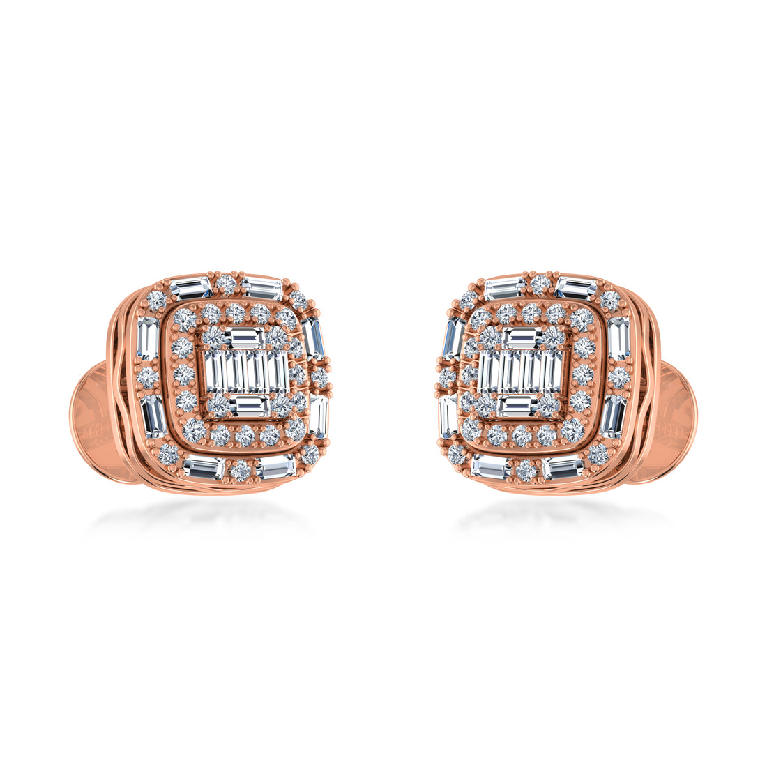 Elite Lab Grown Diamond Baguette Halo Stud Earrings
