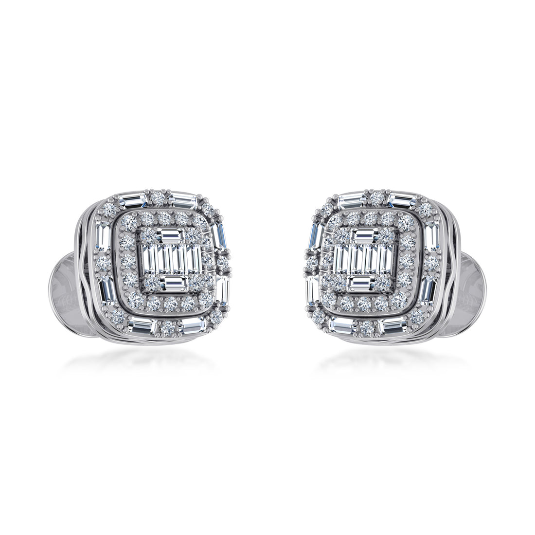 Elite Lab Grown Diamond Baguette Halo Stud Earrings