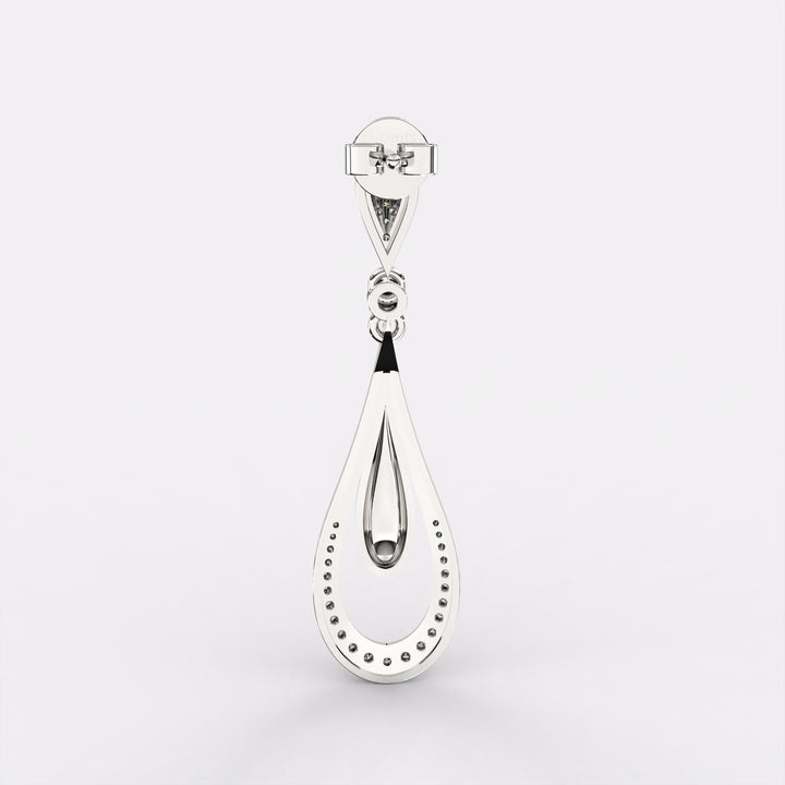 Elongated Pear Drop Diamond Earrings in 925 Silver