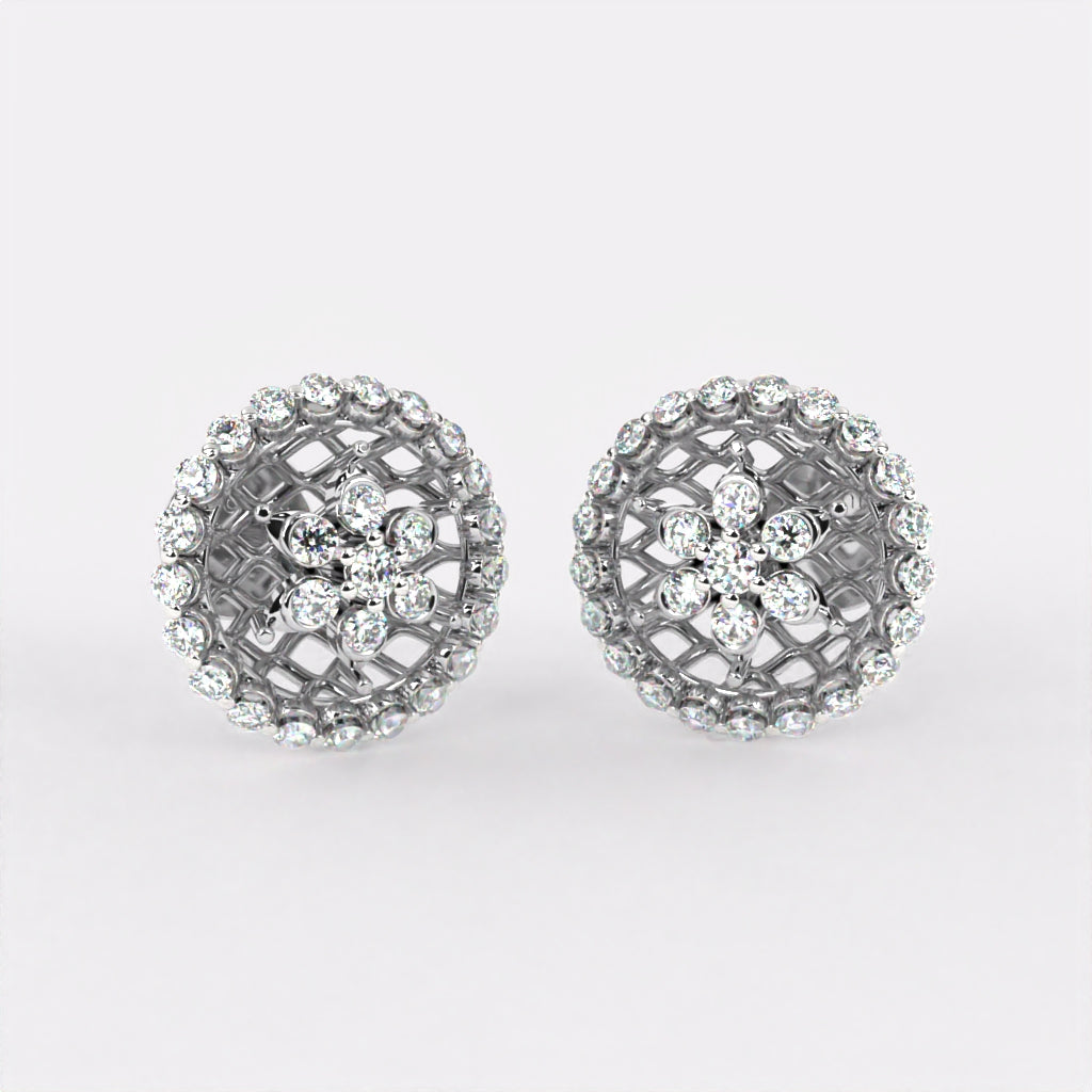 Ember Glow Diamond Stud Earrings In 925 Silver