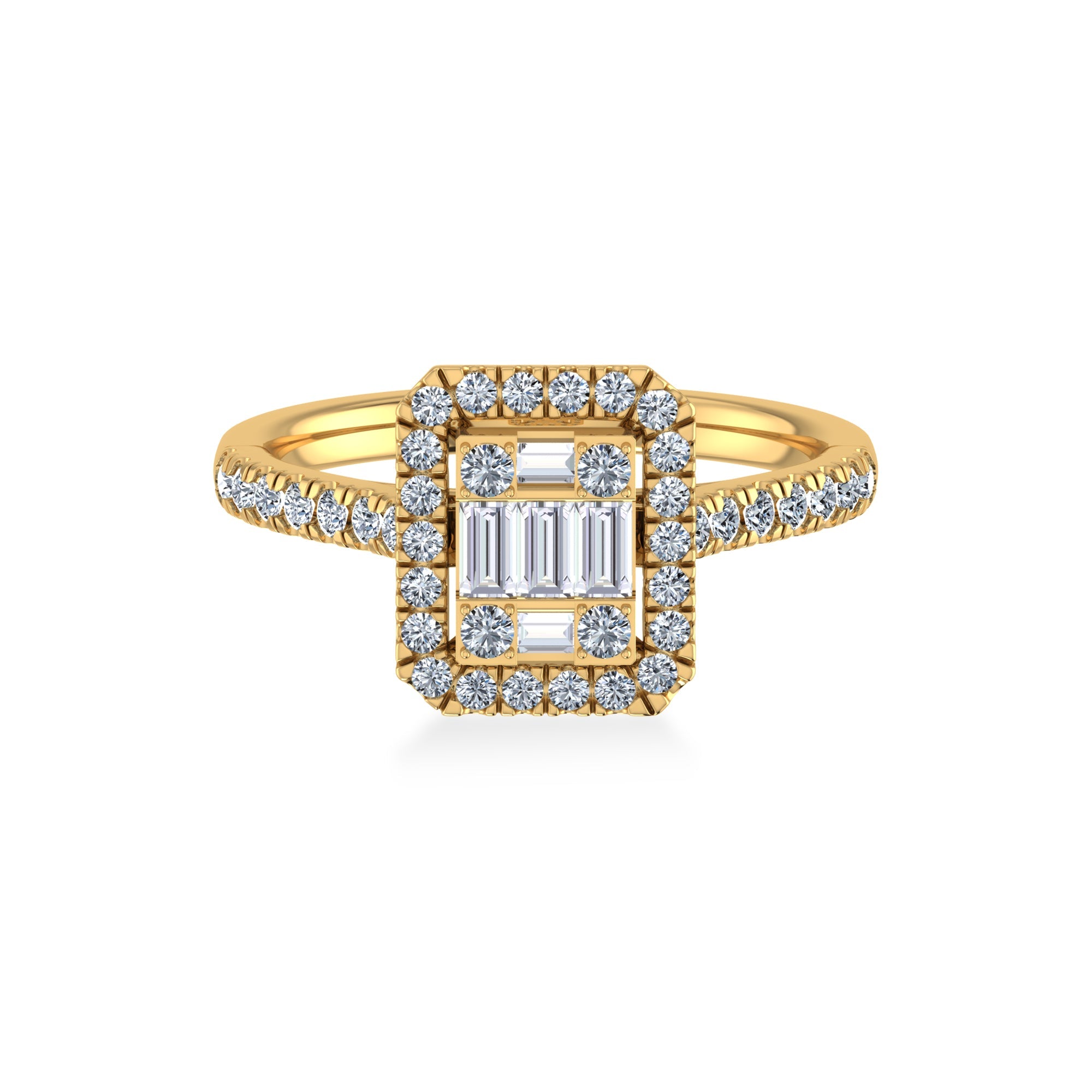 Emerald-Cut Halo Lab-Grown Diamond Ring