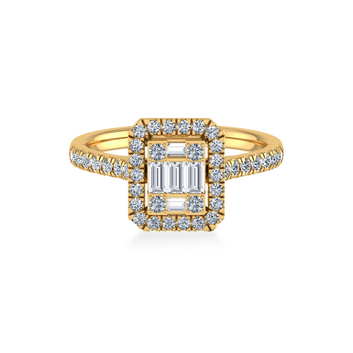 Emerald-Cut Halo Lab-Grown Diamond Ring