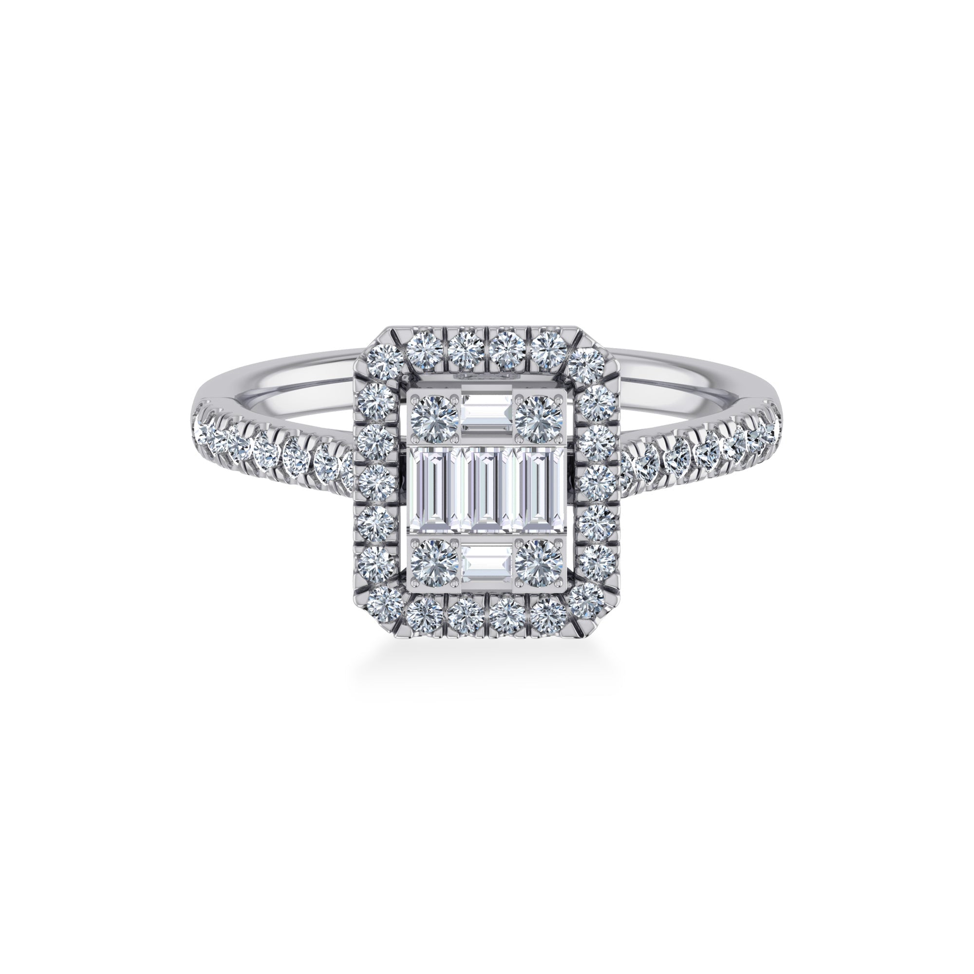 Emerald-Cut Halo Lab-Grown Diamond Ring 7