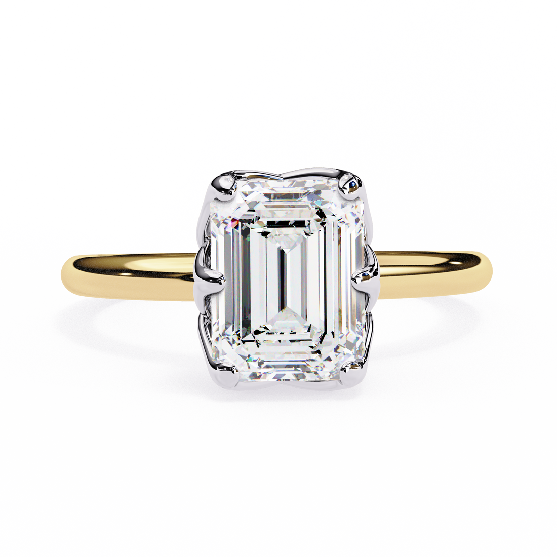 Emerald Cut Lab Grown Solitaire Engagement Ring
