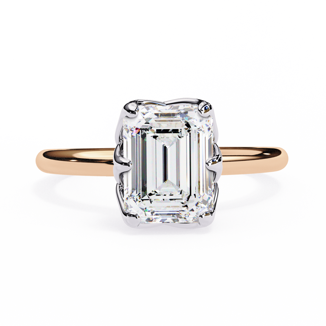 Emerald Cut Lab Grown Solitaire Engagement Ring6
