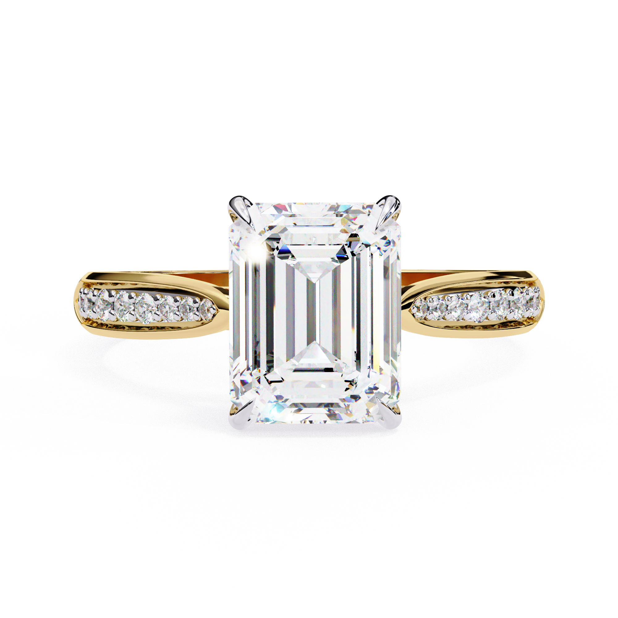 Emerald Cut Ring with Diamond Accents