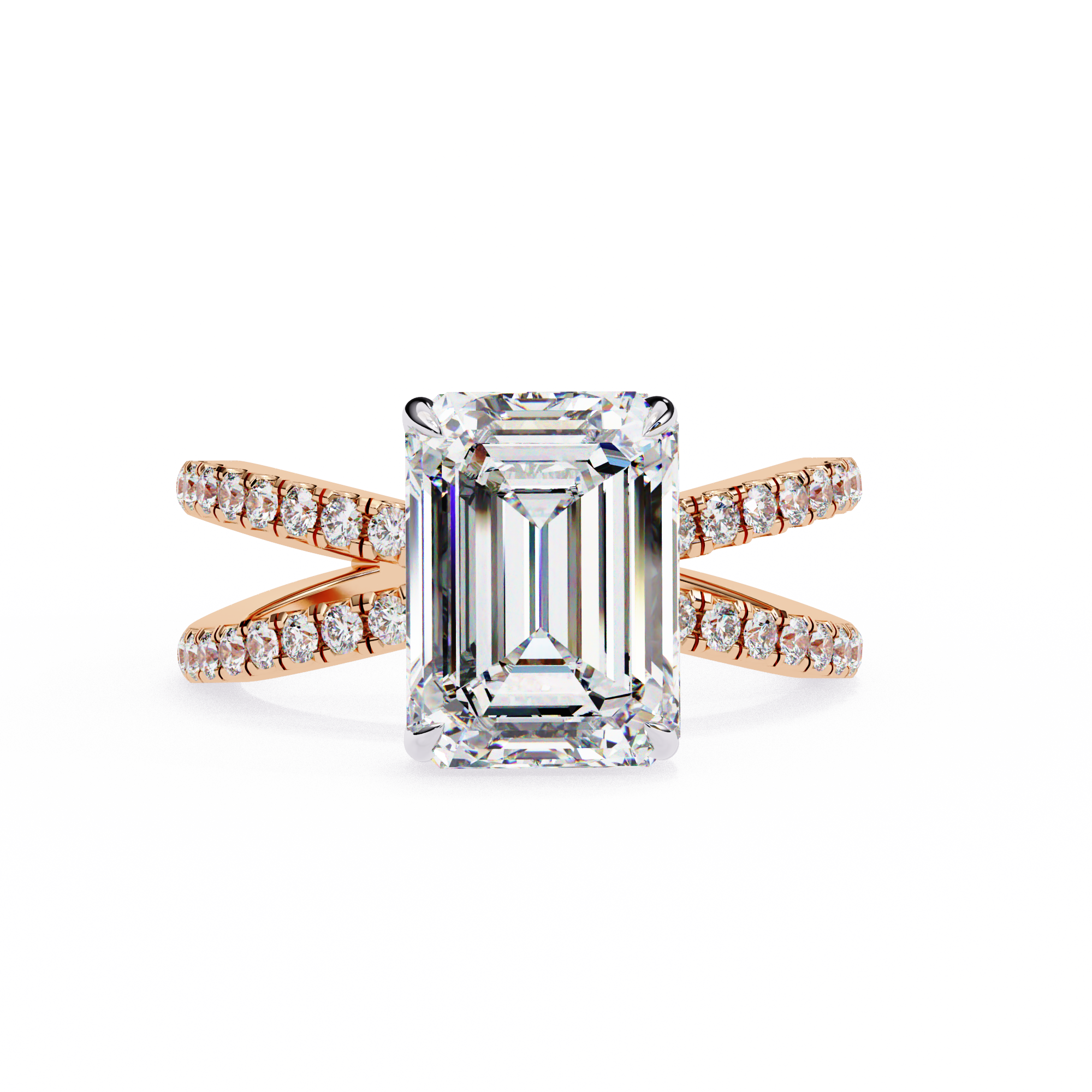 Emerald Cut Solitaire Diamond Ring with Split Shank6