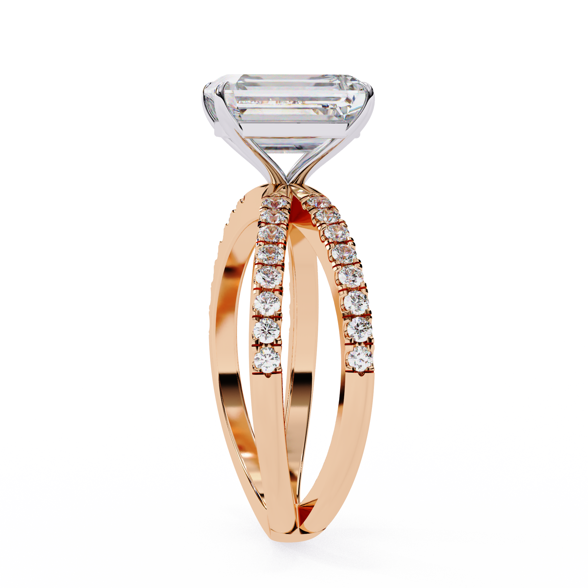 Emerald Cut Solitaire Diamond Ring with Split Shank8