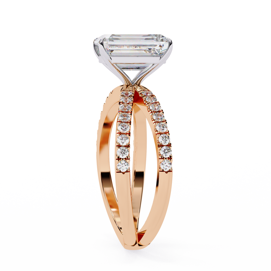 Emerald Cut Solitaire Diamond Ring with Split Shank8