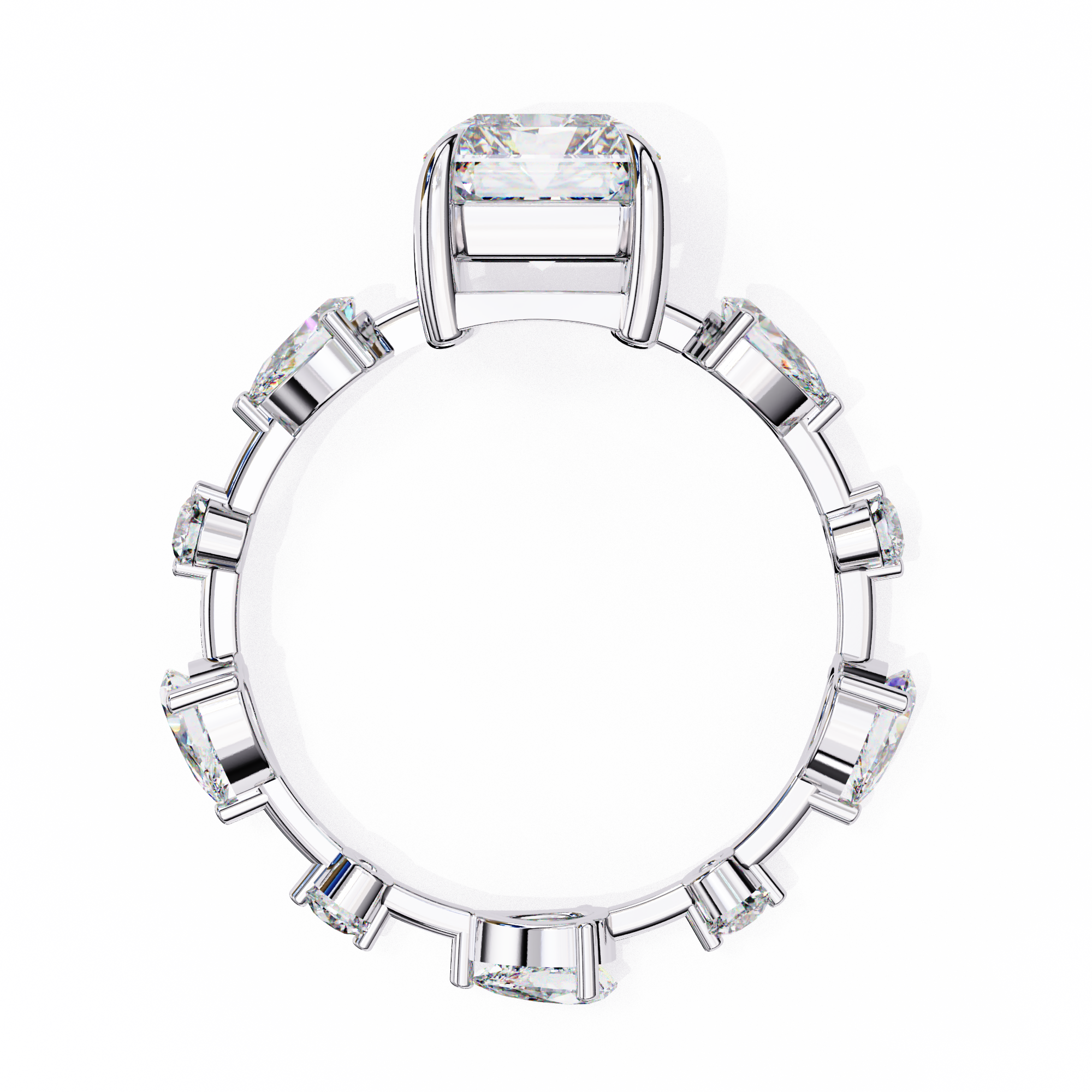 Emerald Cut Solitaire Ring with Diamond Ring 12