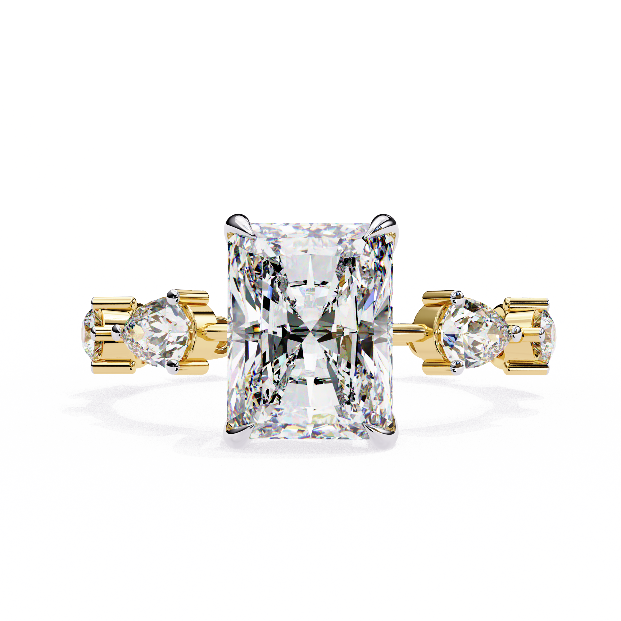 Emerald Cut Solitaire Ring with Diamond Ring 2
