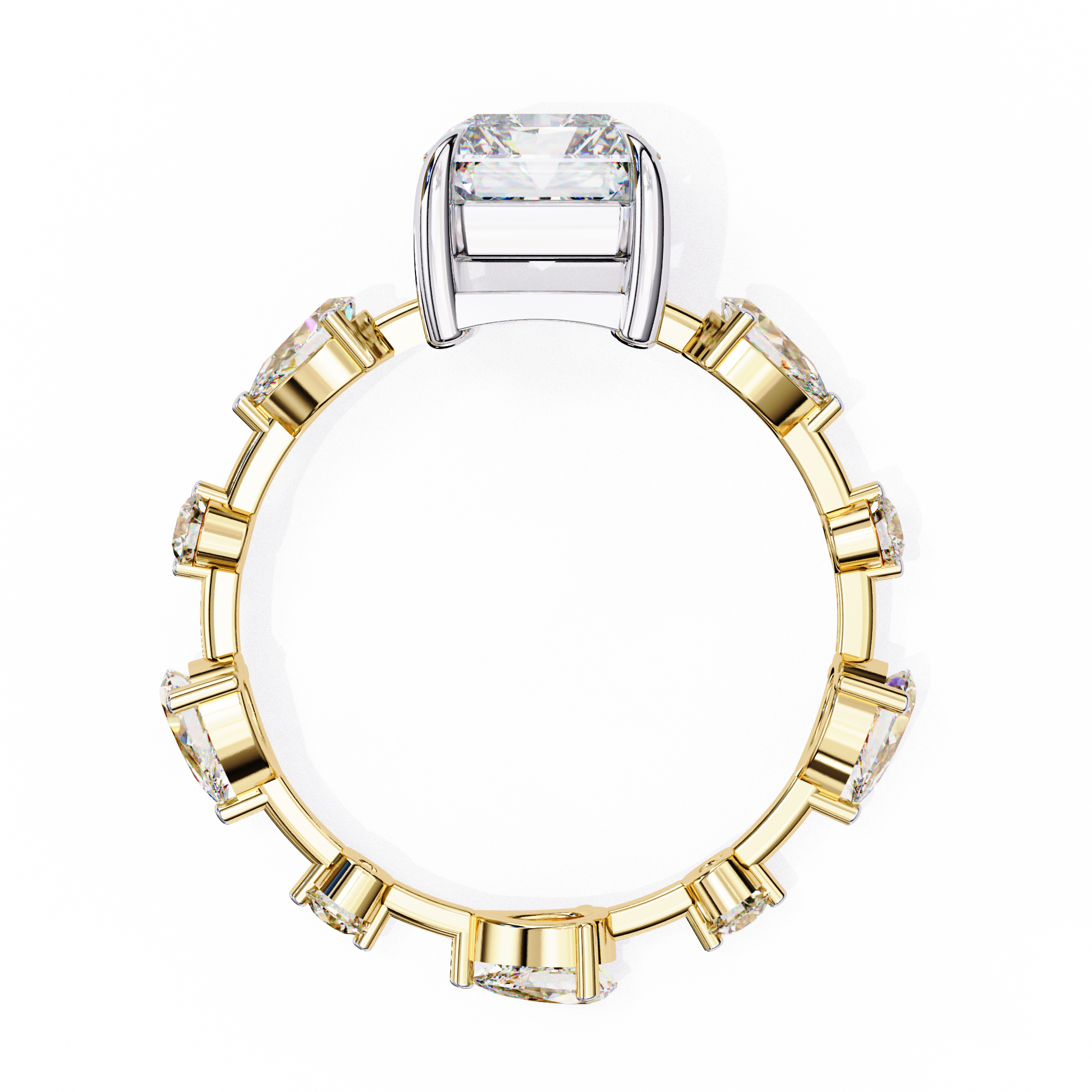 Emerald Cut Solitaire Ring with Diamond Ring 4