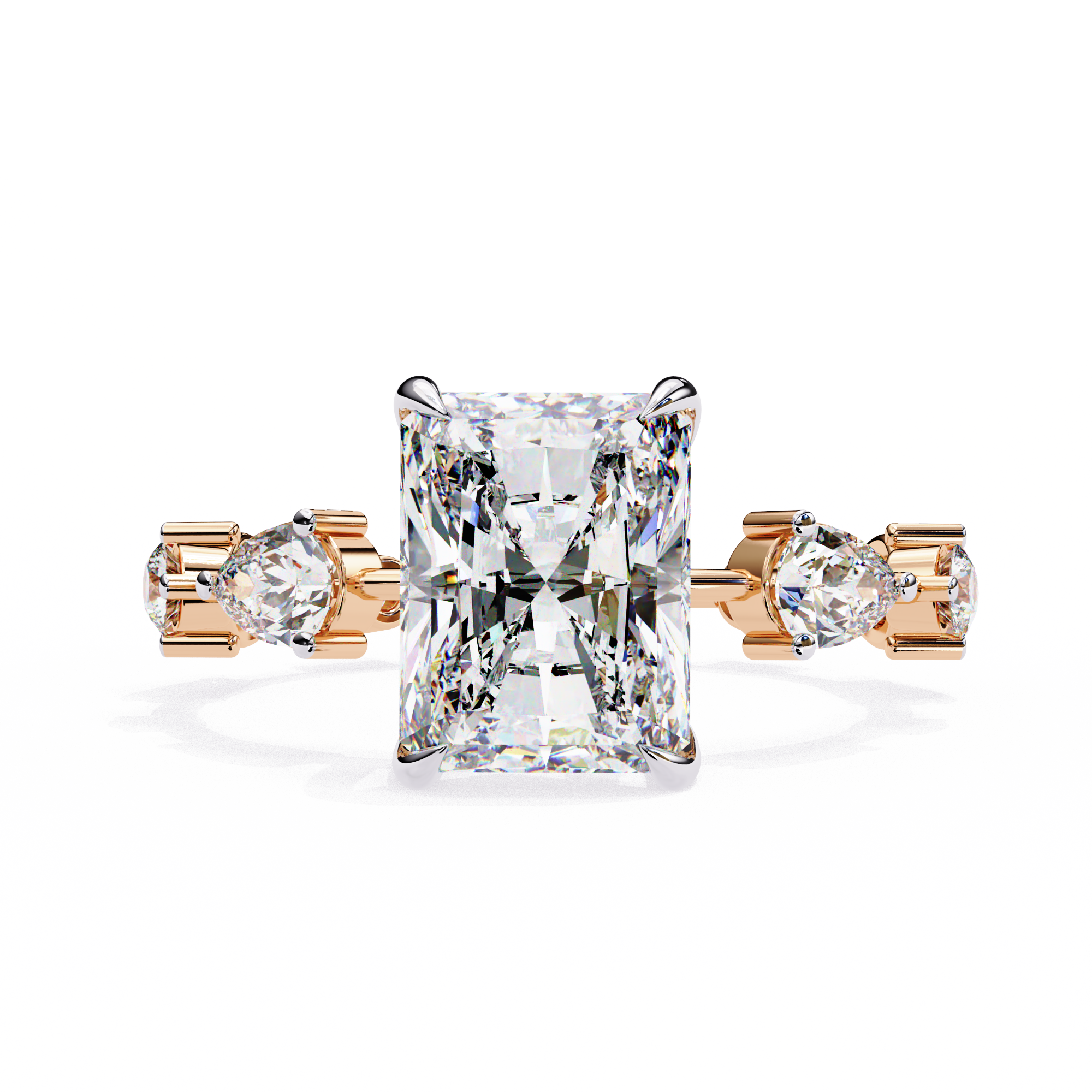 Emerald Cut Solitaire Ring with Diamond Ring 6