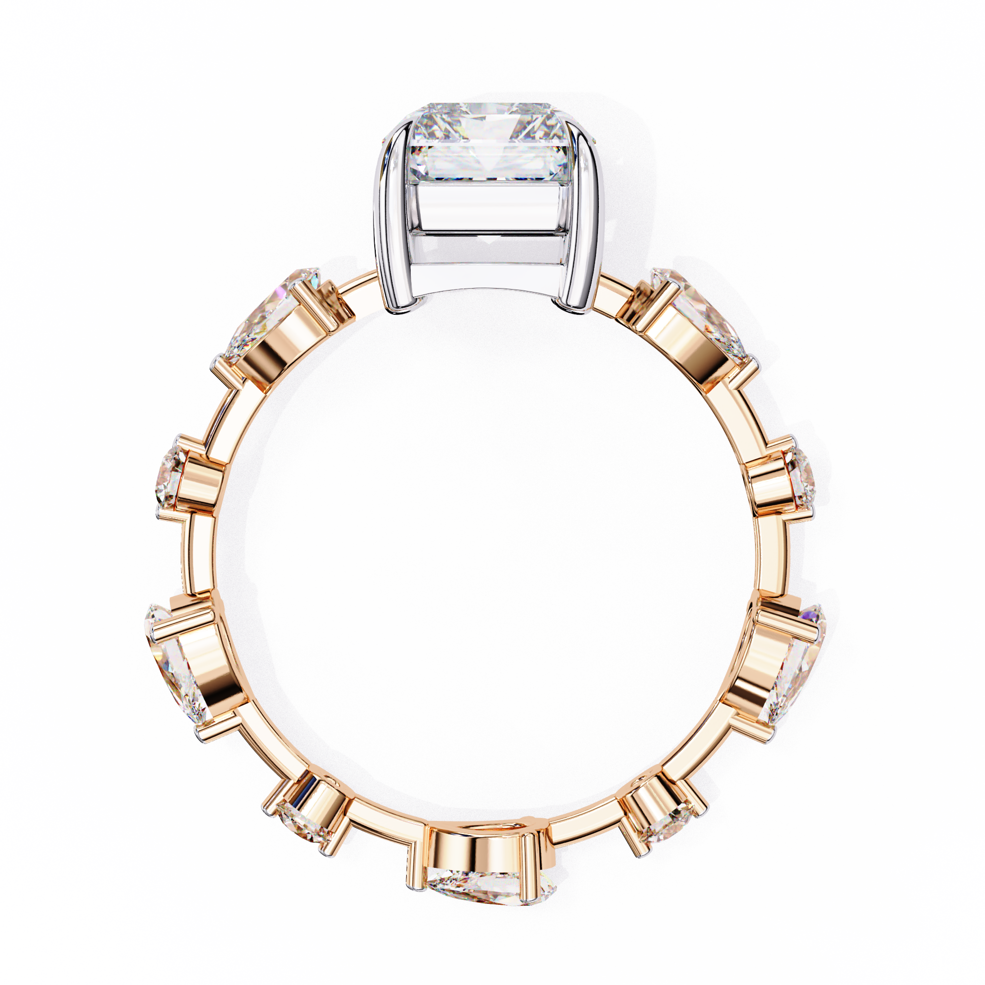 Emerald Cut Solitaire Ring with Diamond Ring 8