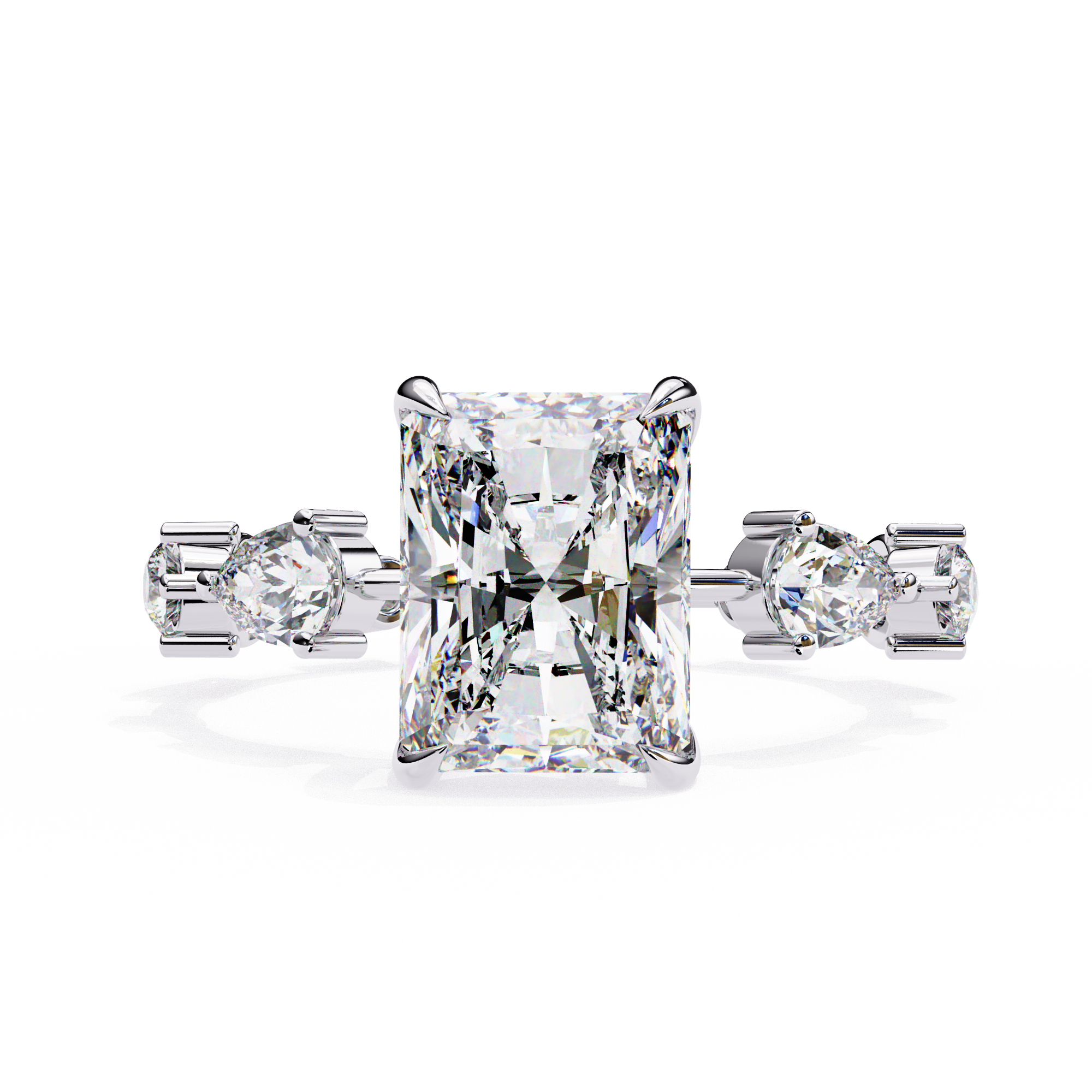 Emerald Cut Solitaire Ring with Diamond Ring 9