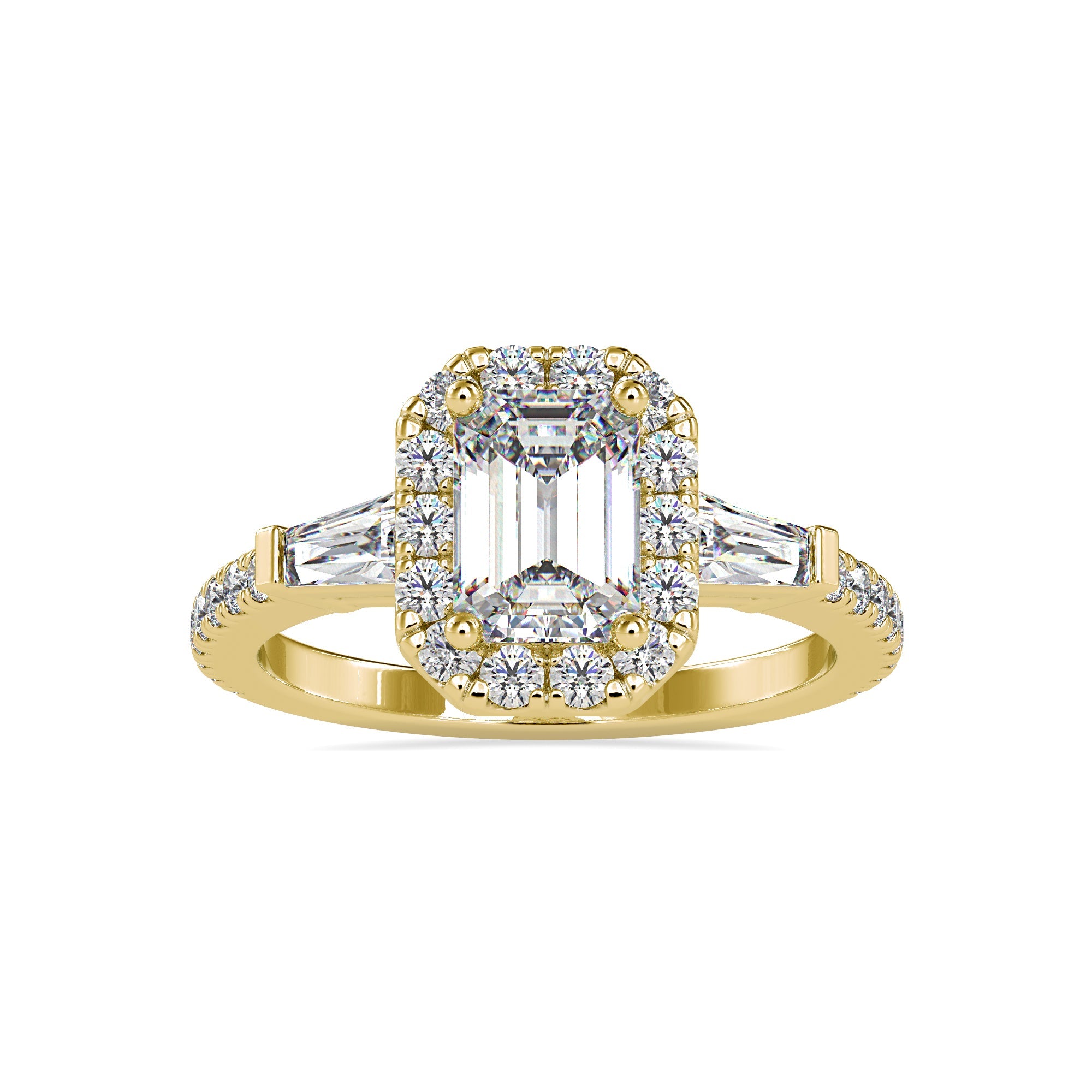 Emerald with Halo Diamond Ring