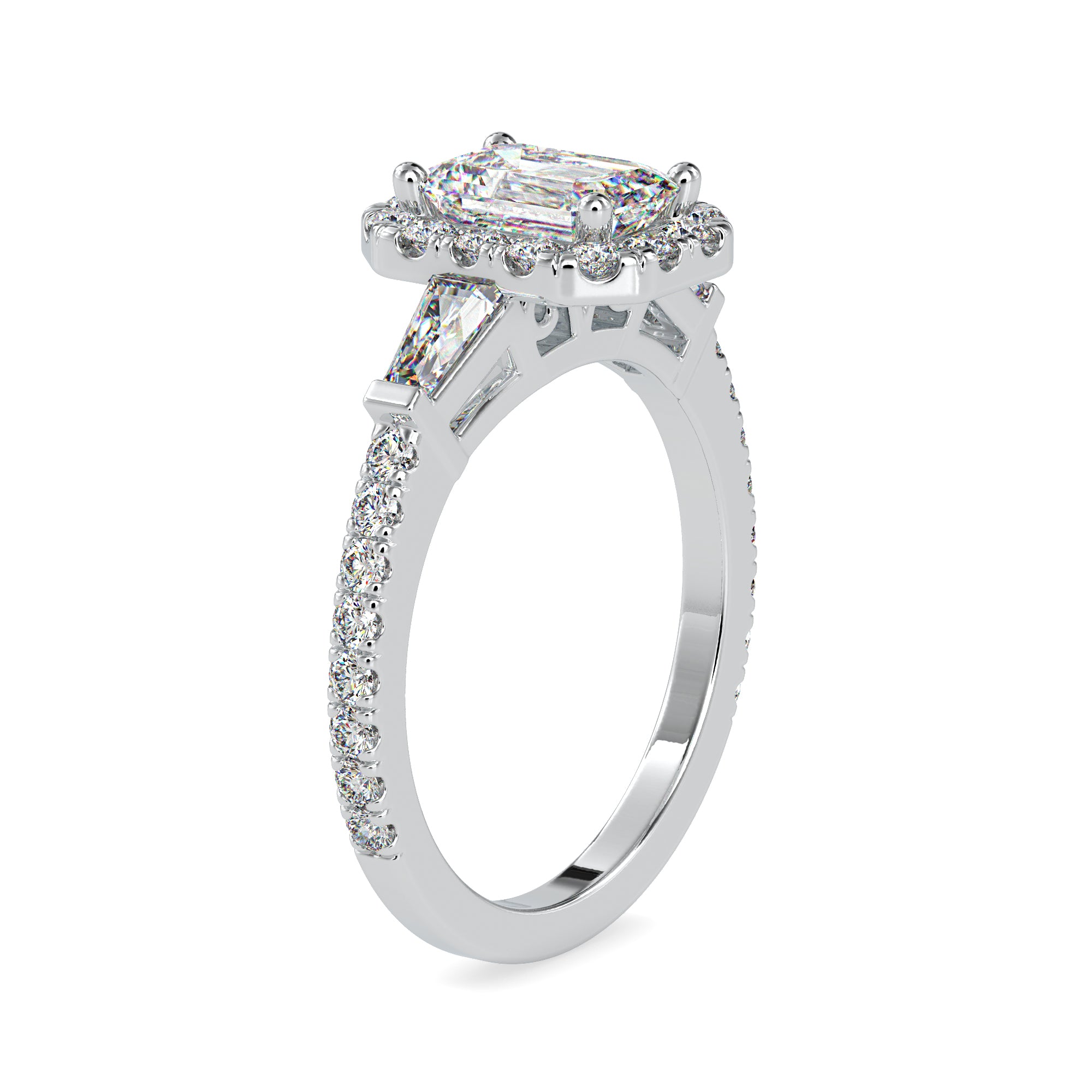 Emerald with Halo Diamond Ring 6