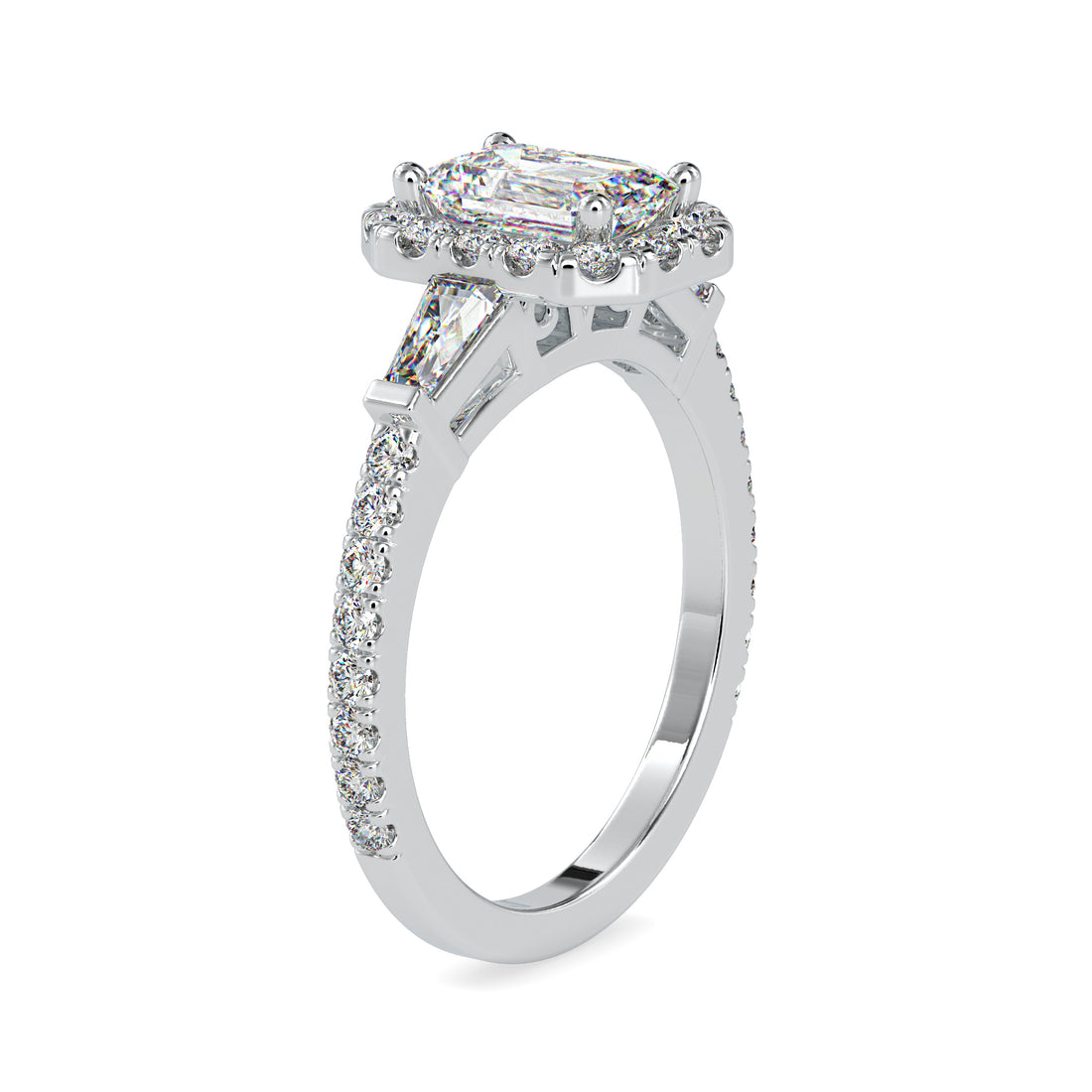 Emerald with Halo Diamond Ring 6