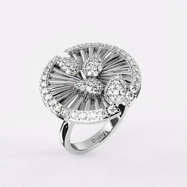 Entwined Diamond Ring in 925 Silver
