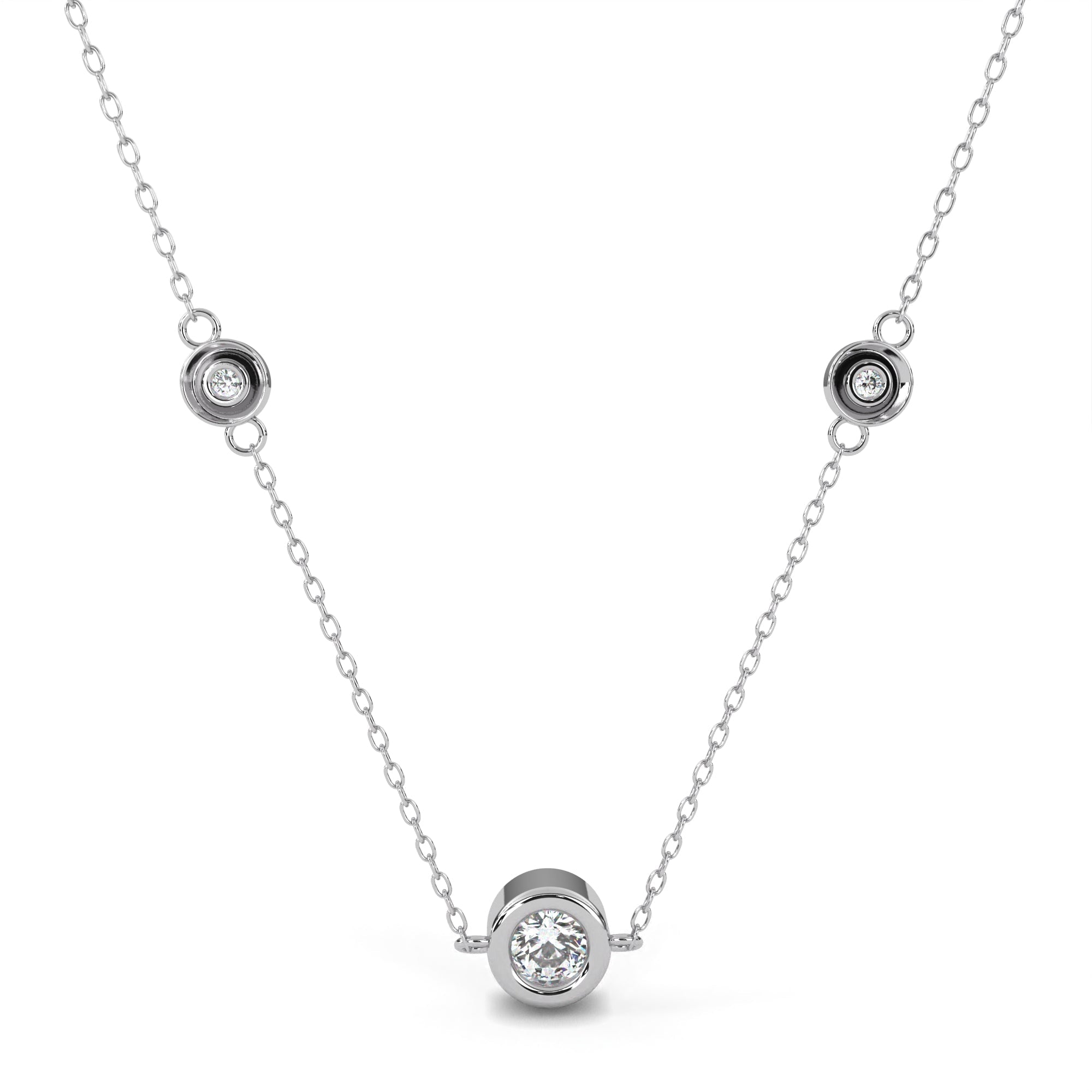 Eternal Halo Diamond Necklace  In 925 Silver