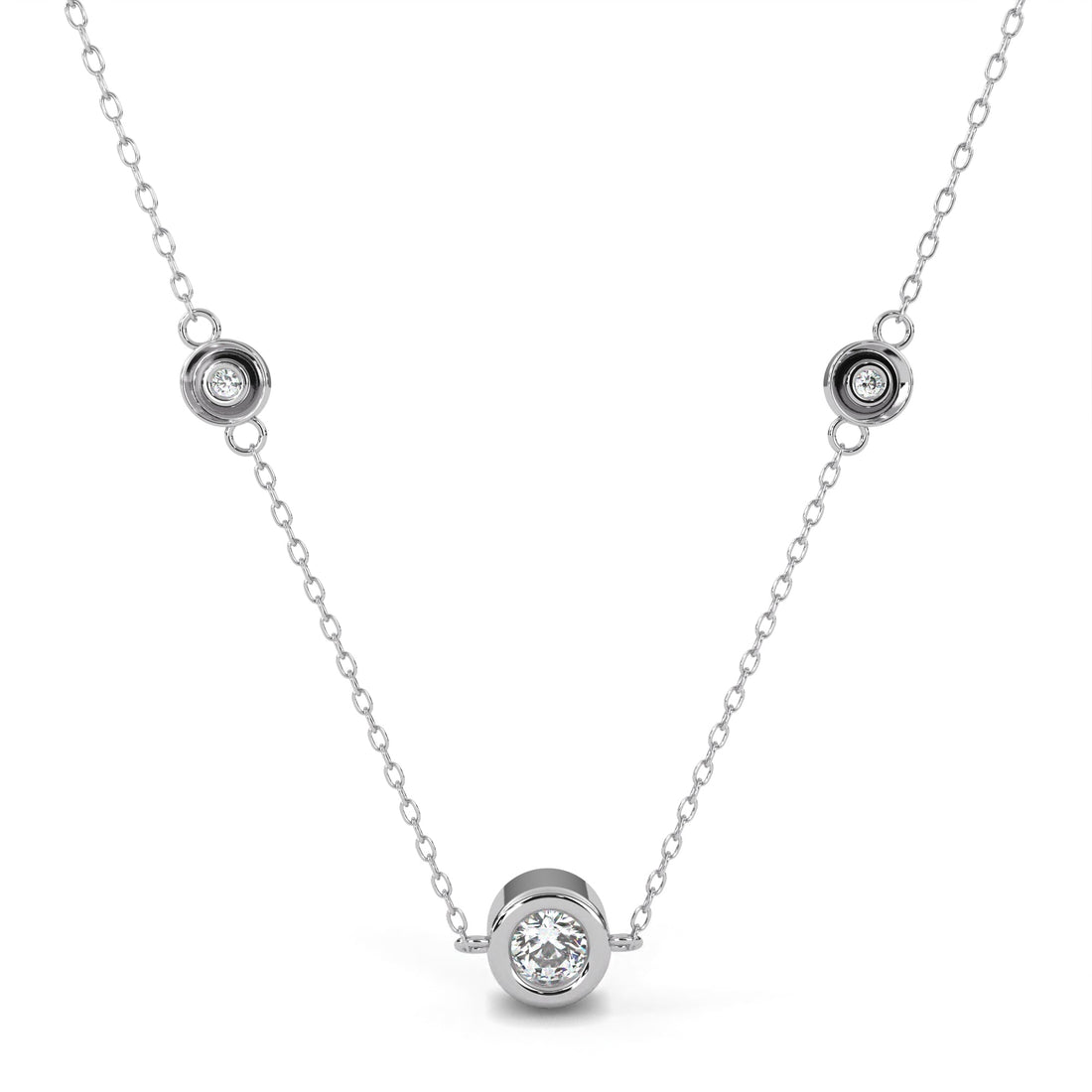 Eternal Halo Diamond Necklace  In 925 Silver