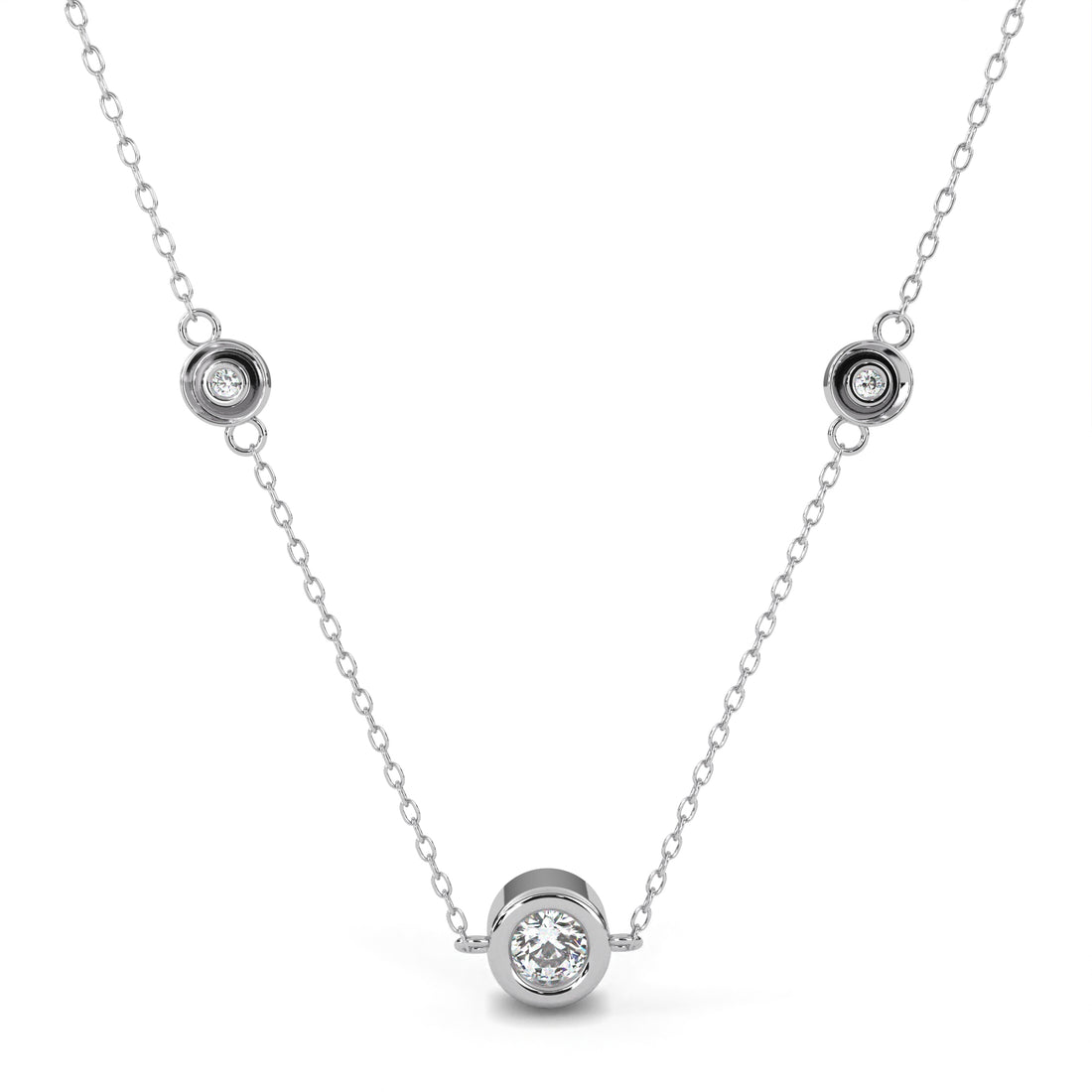 Eternal Halo Diamond Necklace  In 925 Silver