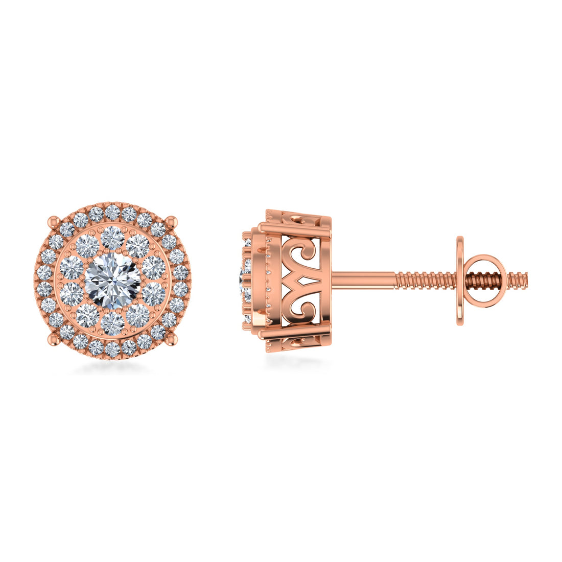Eternal Spark Round Halo Lab Grown Diamond Earrings 3
