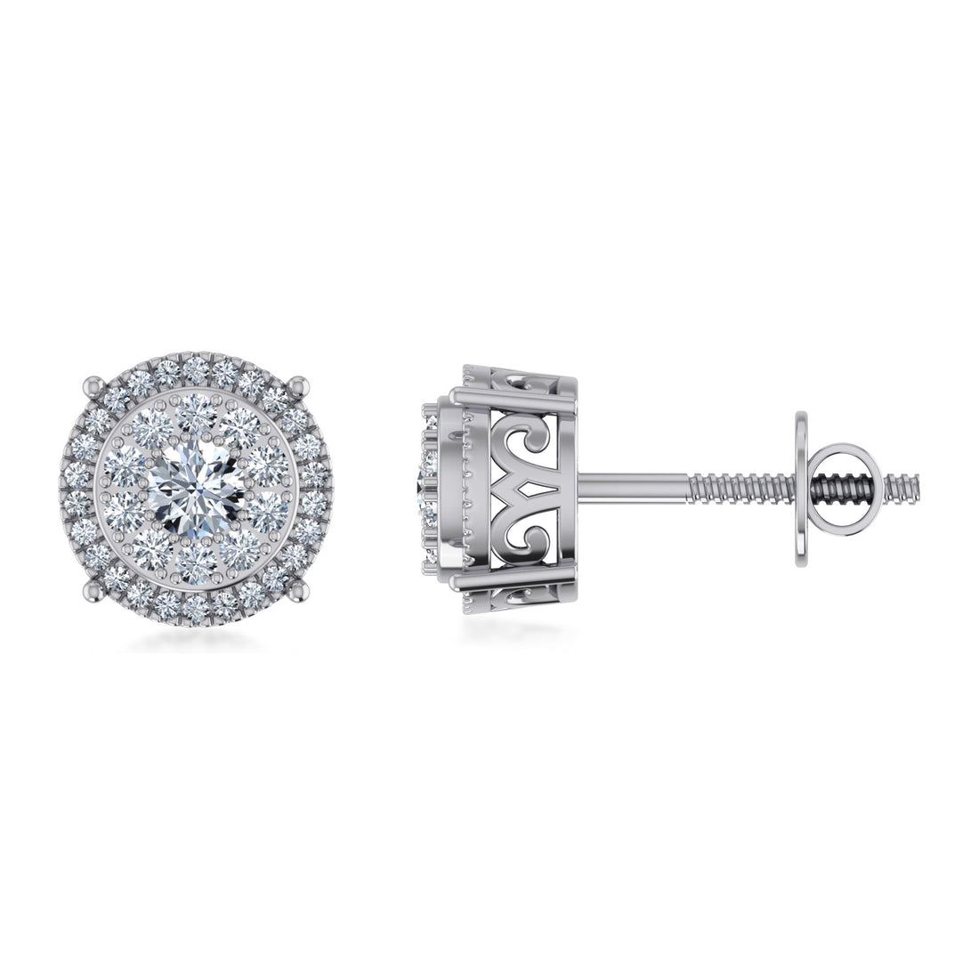 Eternal Spark Round Halo Lab Grown Diamond Earrings 5