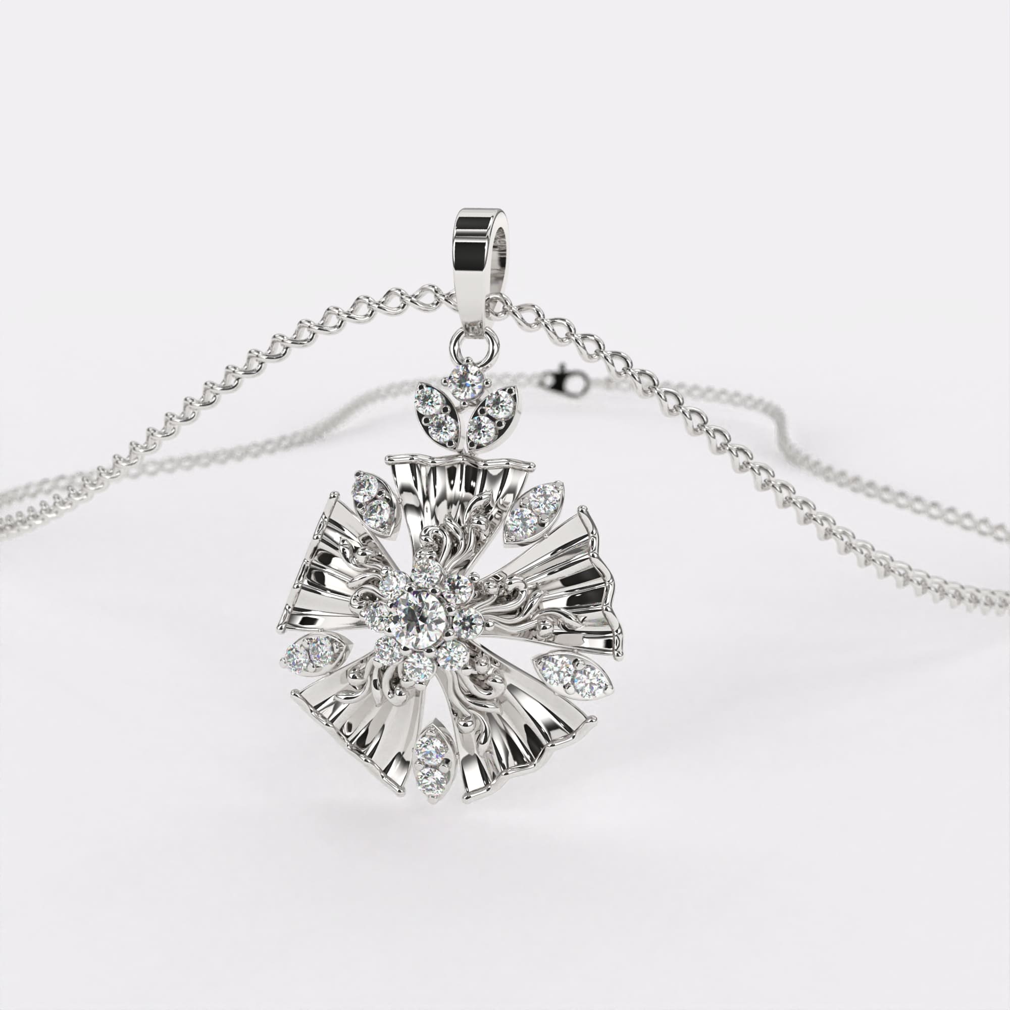Ethereal Mist Diamond Pendant In 925 Silver