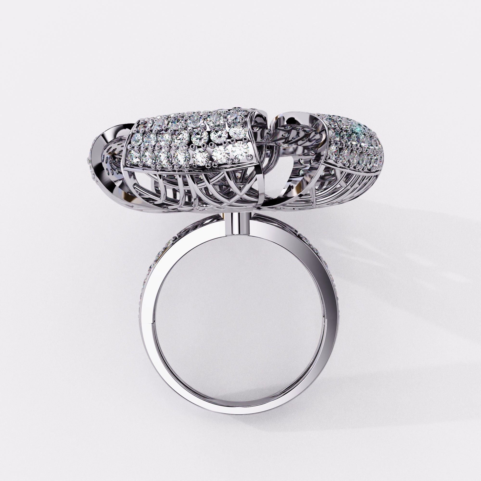 Fern-Petal Diamond Ring in 925 Silver