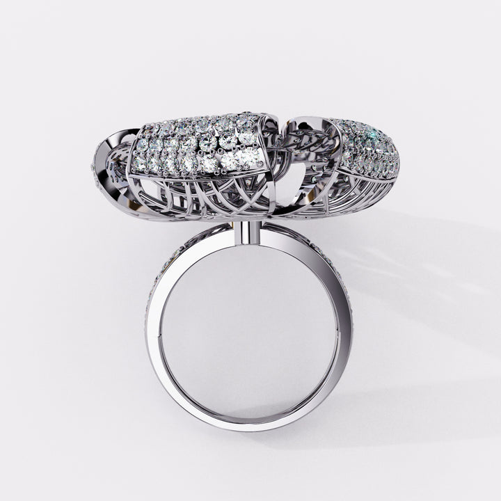 Fern-Petal Diamond Ring in 925 Silver