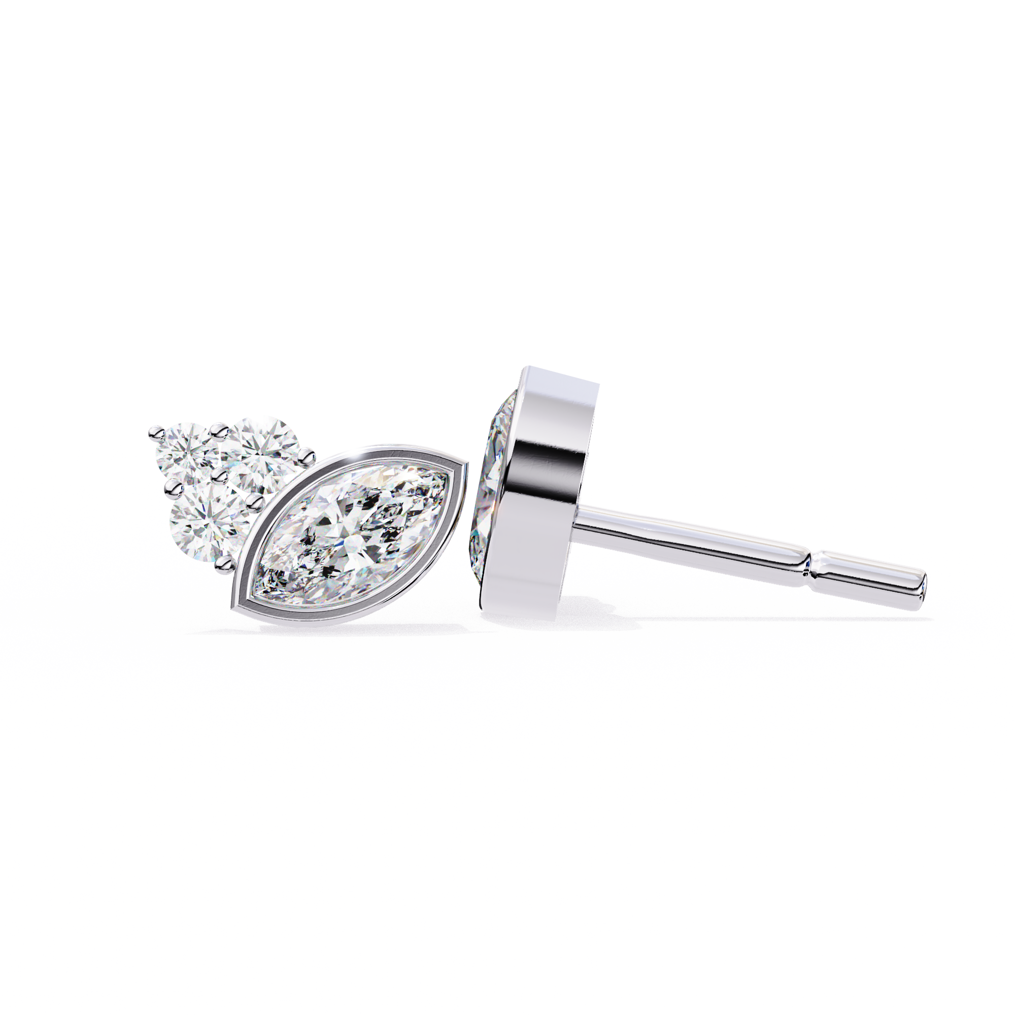 Fiery Diamond Studs Earrings in 925 Silver