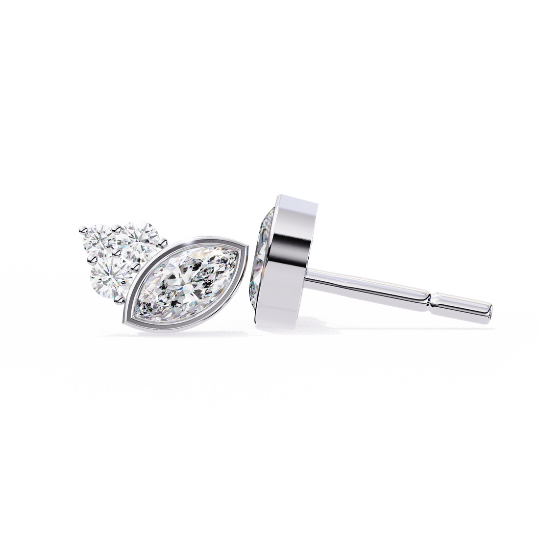 Fiery Diamond Studs Earrings in 925 Silver