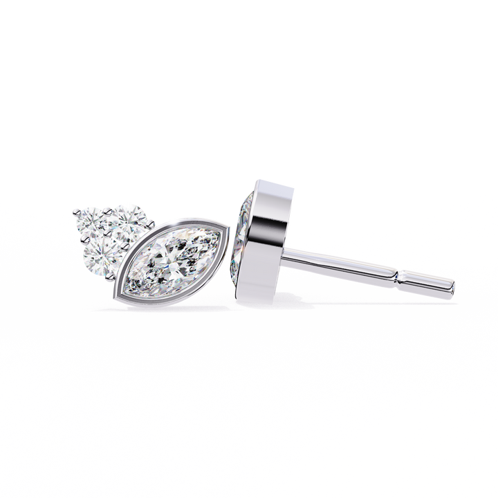 Fiery Diamond Studs Earrings in 925 Silver