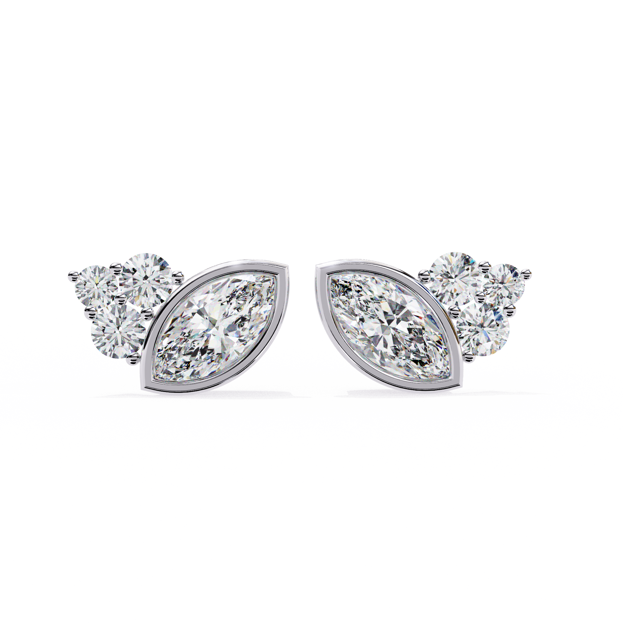 Fiery Diamond Studs Earrings in 925 Silver