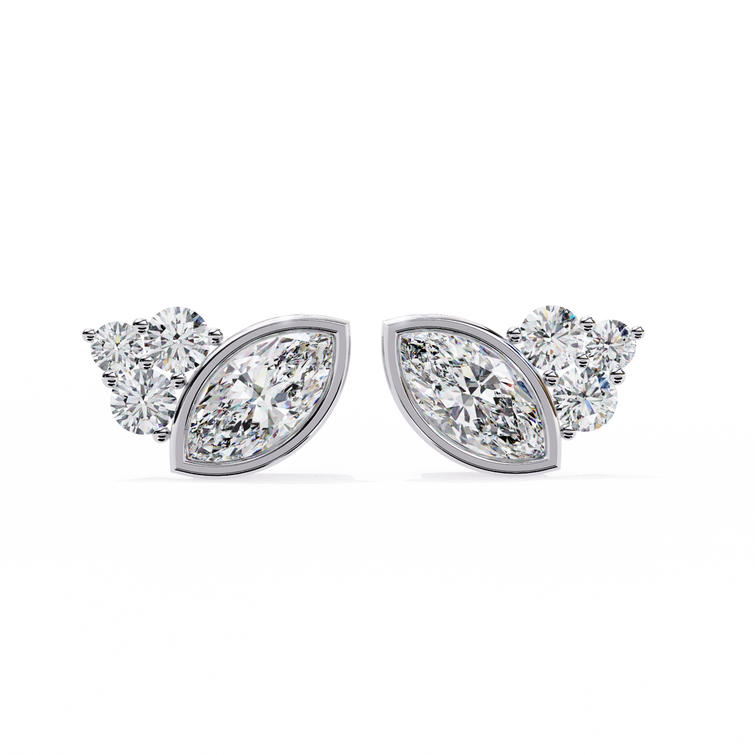 Fiery Diamond Studs Earrings in 925 Silver