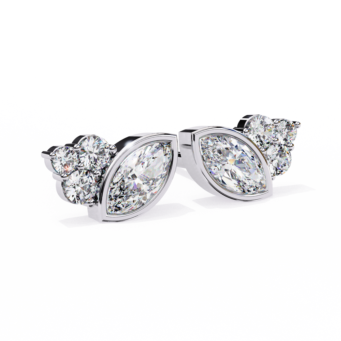Fiery Diamond Studs Earrings in 925 Silver
