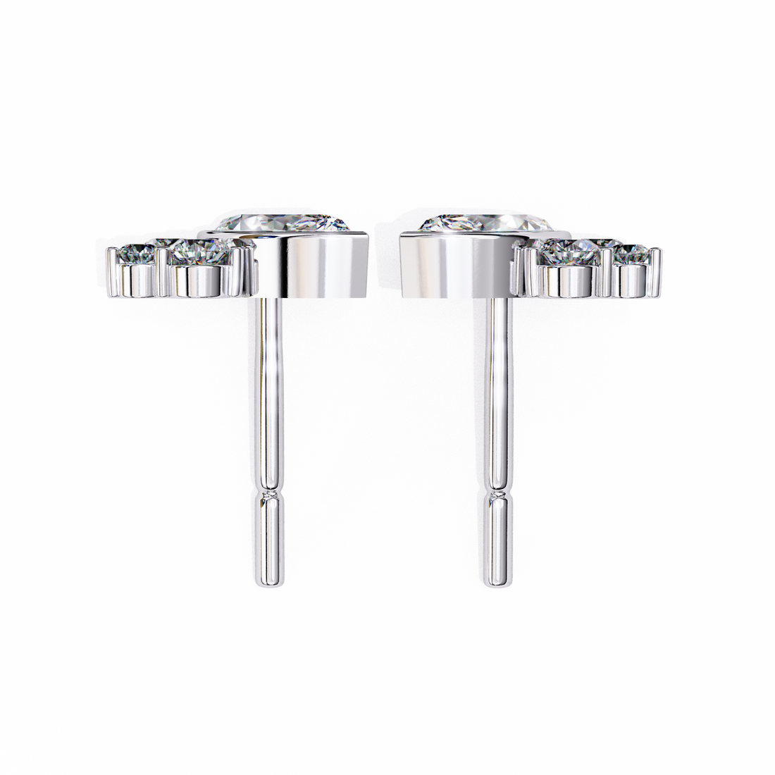 Fiery Diamond Studs Earrings in 925 Silver