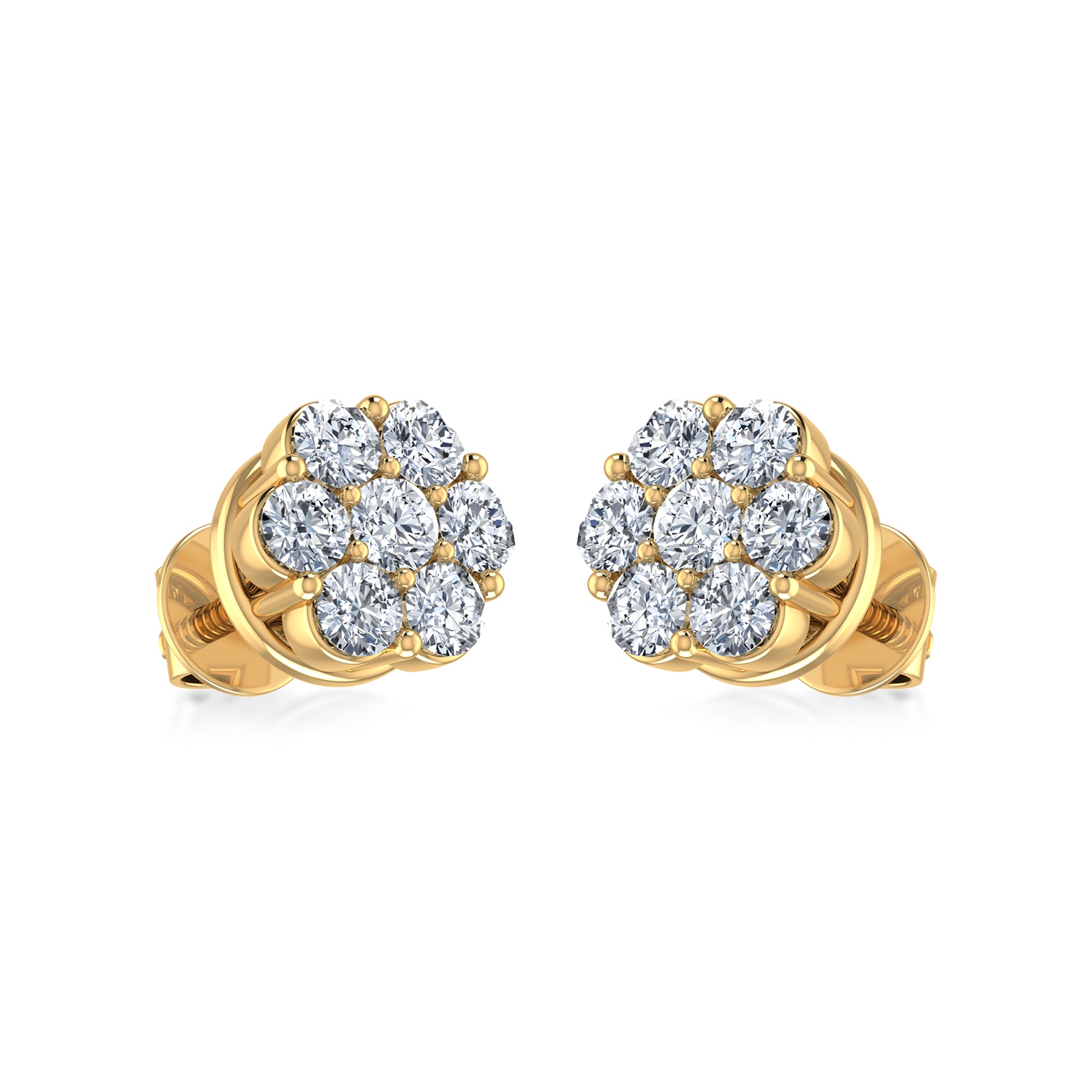 Finish Flower Lab Grown Diamond Stud Earrings