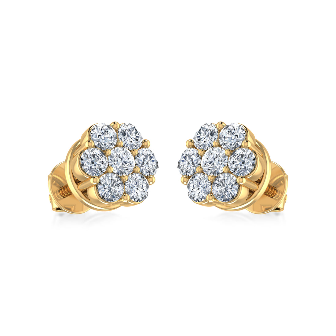 Finish Flower Lab Grown Diamond Stud Earrings