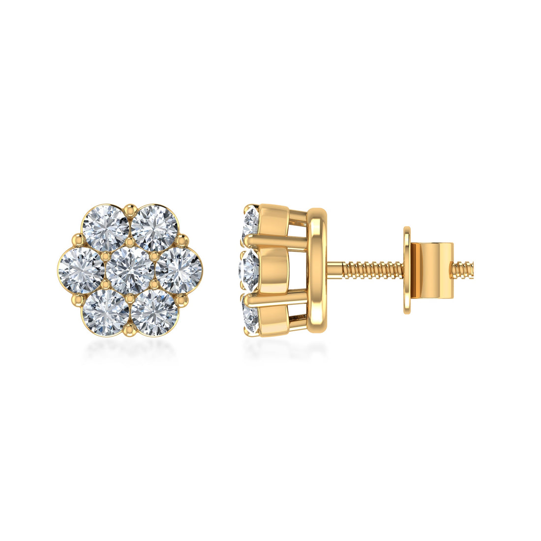 Finish Flower Lab Grown Diamond Stud Earrings