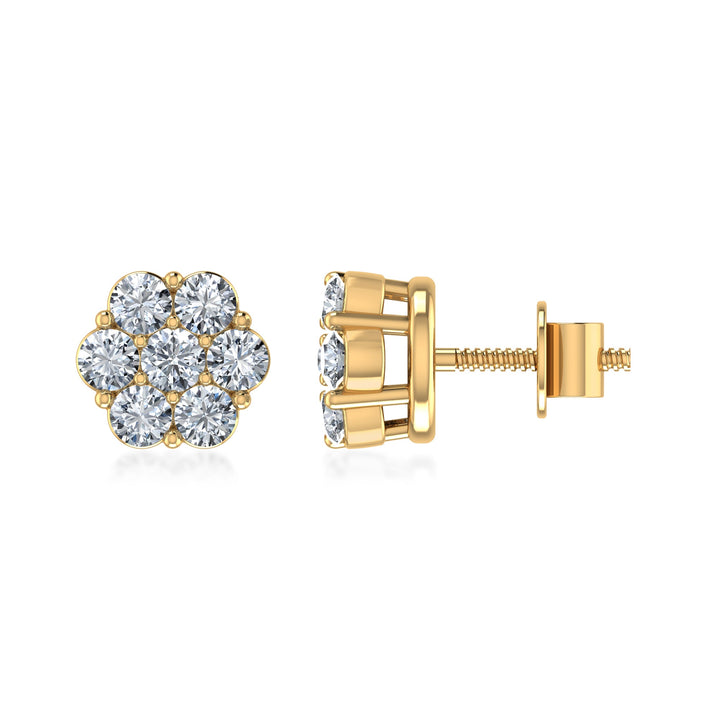 Finish Flower Lab Grown Diamond Stud Earrings