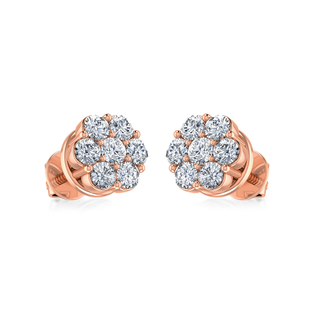 Finish Flower Lab Grown Diamond Stud Earrings