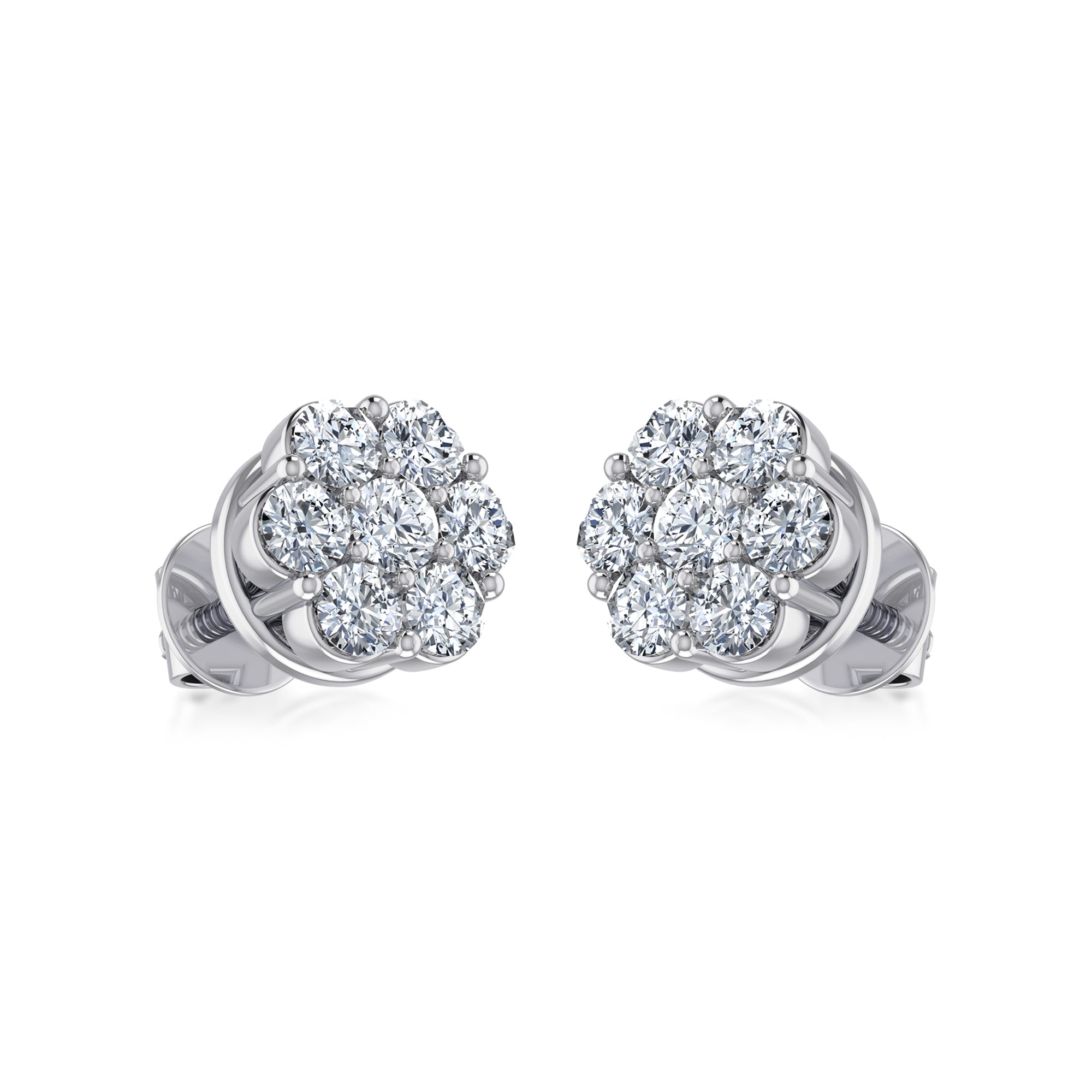 Finish Flower Lab Grown Diamond Stud Earrings