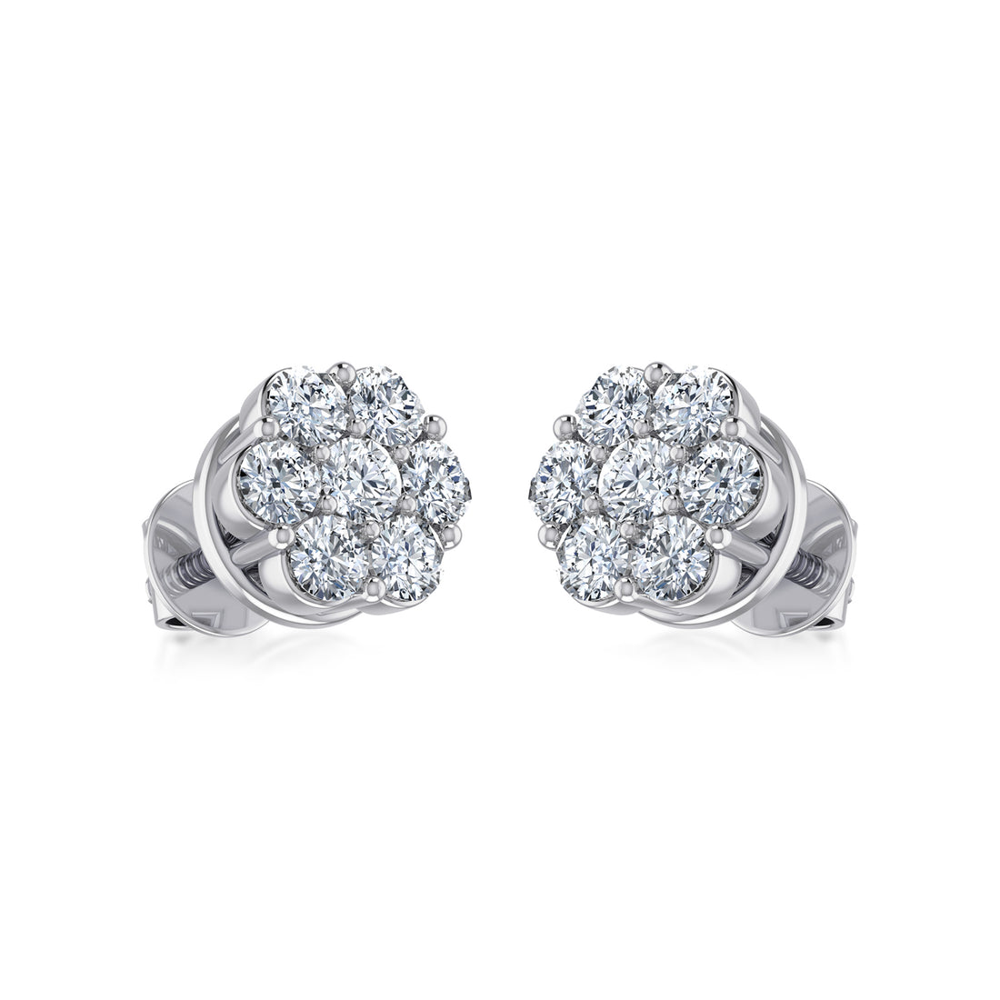 Finish Flower Lab Grown Diamond Stud Earrings