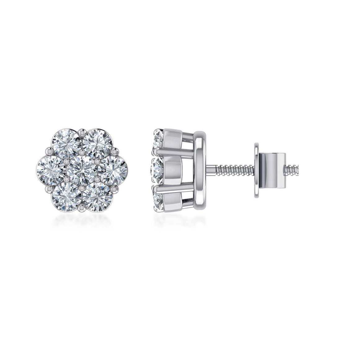 Finish Flower Lab Grown Diamond Stud Earrings