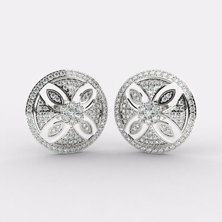 Flare Leaf Diamond Earrings in 925 Silver